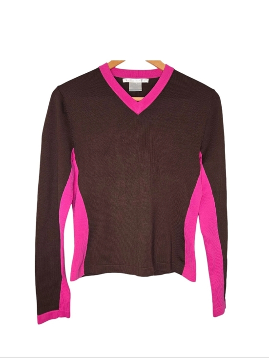 Nike Tops - Nike Womens Colorblock V Neck Ribbed Long Sleeve Golf Top Small